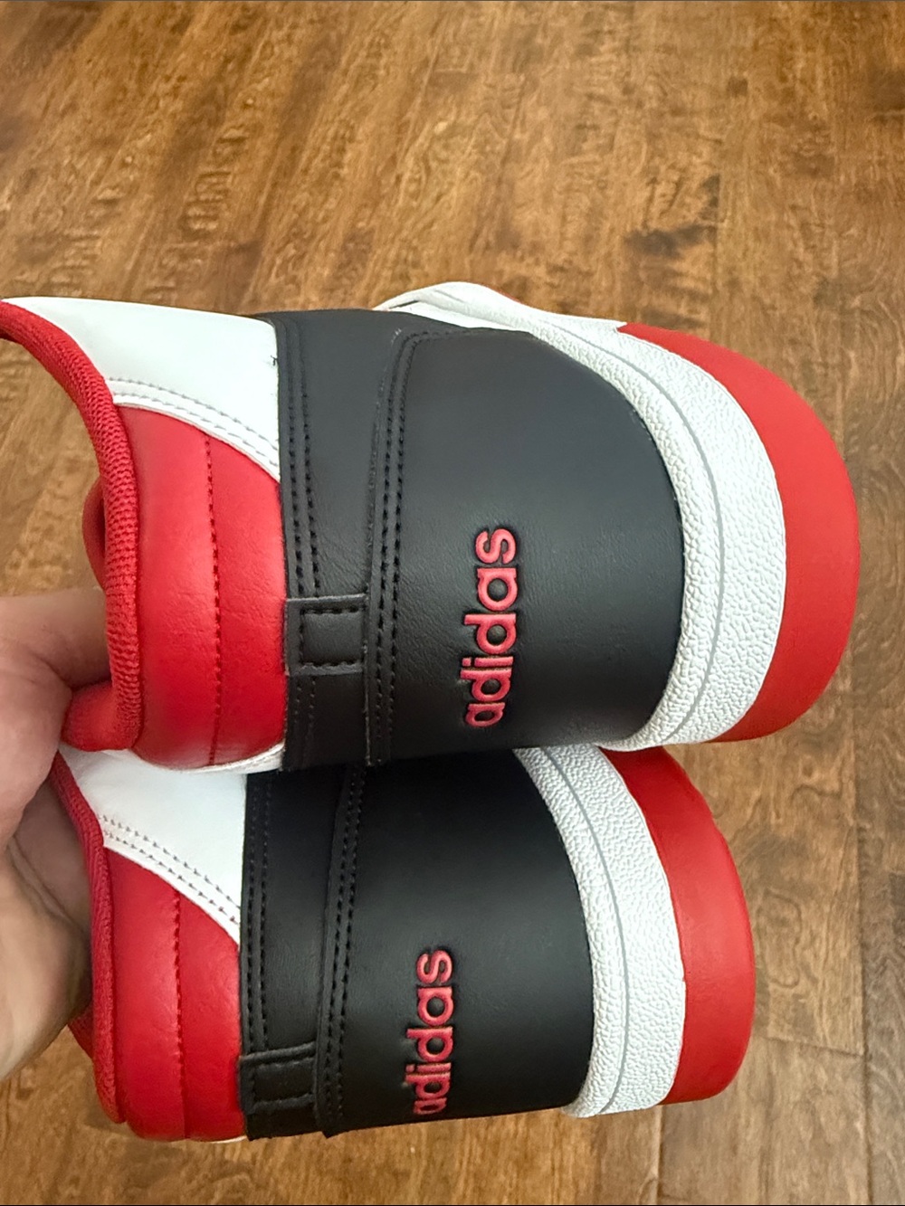 adidas High-Top Sneakers in White, Red & Black - Picture 12 of 14